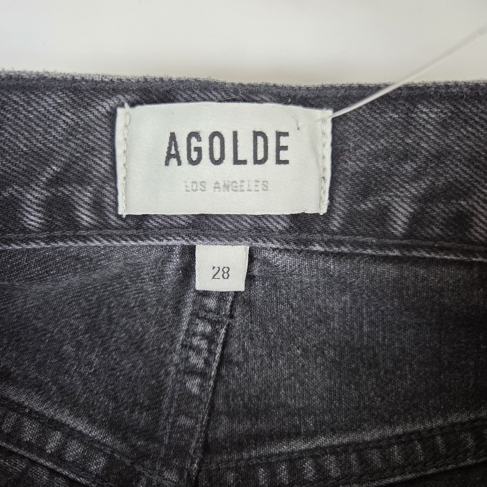 AGOLDE Riley High Rise Straight Crop Jeans Black Button Fly Size 28 - Picture 7 of 14